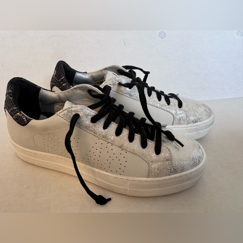 P448 Jack Women’s EU 41 White Silver Leather Low Top Sneakers